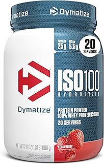 Dymatize ISO100 Whey Protein Powder Isolate, Strawberry, 25g of Protein,...