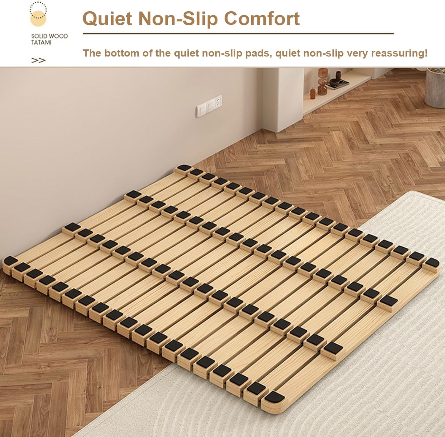 Breathable Bed Plate for Bedroom Japanese Floor Futon Mattress Breathable Bed Plate Japanese Bed Frame Wood Futon Frame Waist Protector Board Suitable for Living Room,75" Lx47.2 W