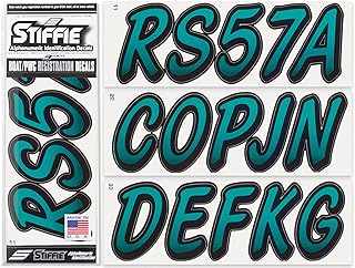 STIFFIE Whipline Aqua/Black 3" Boat & PWC Registration Decals • Numbers Letters Stickers