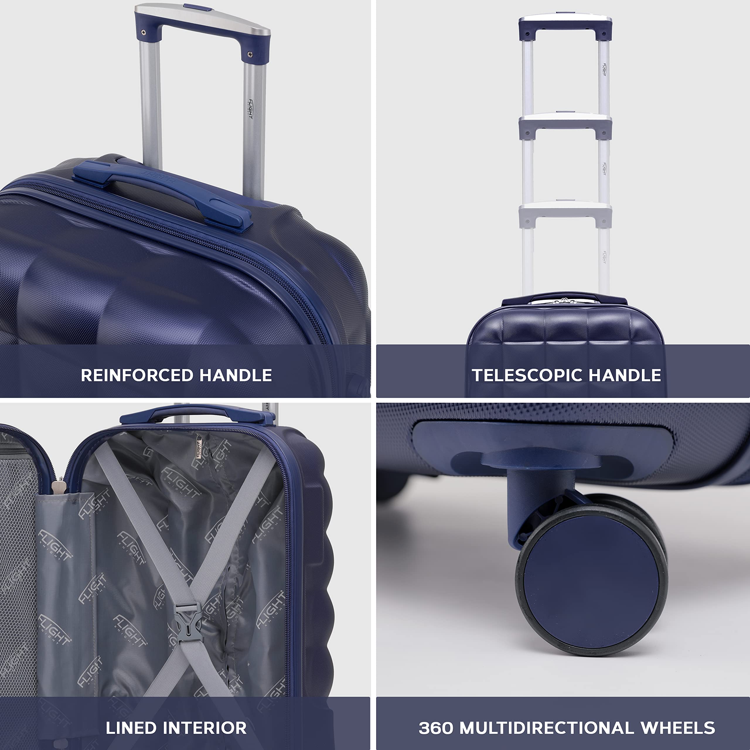 Flight Knight Bubble Suitcase Ryanair easyJet Jet2 Approved 8 Wheel Hardcase Suitcases Cabin or Medium & Large Check-in Sizes