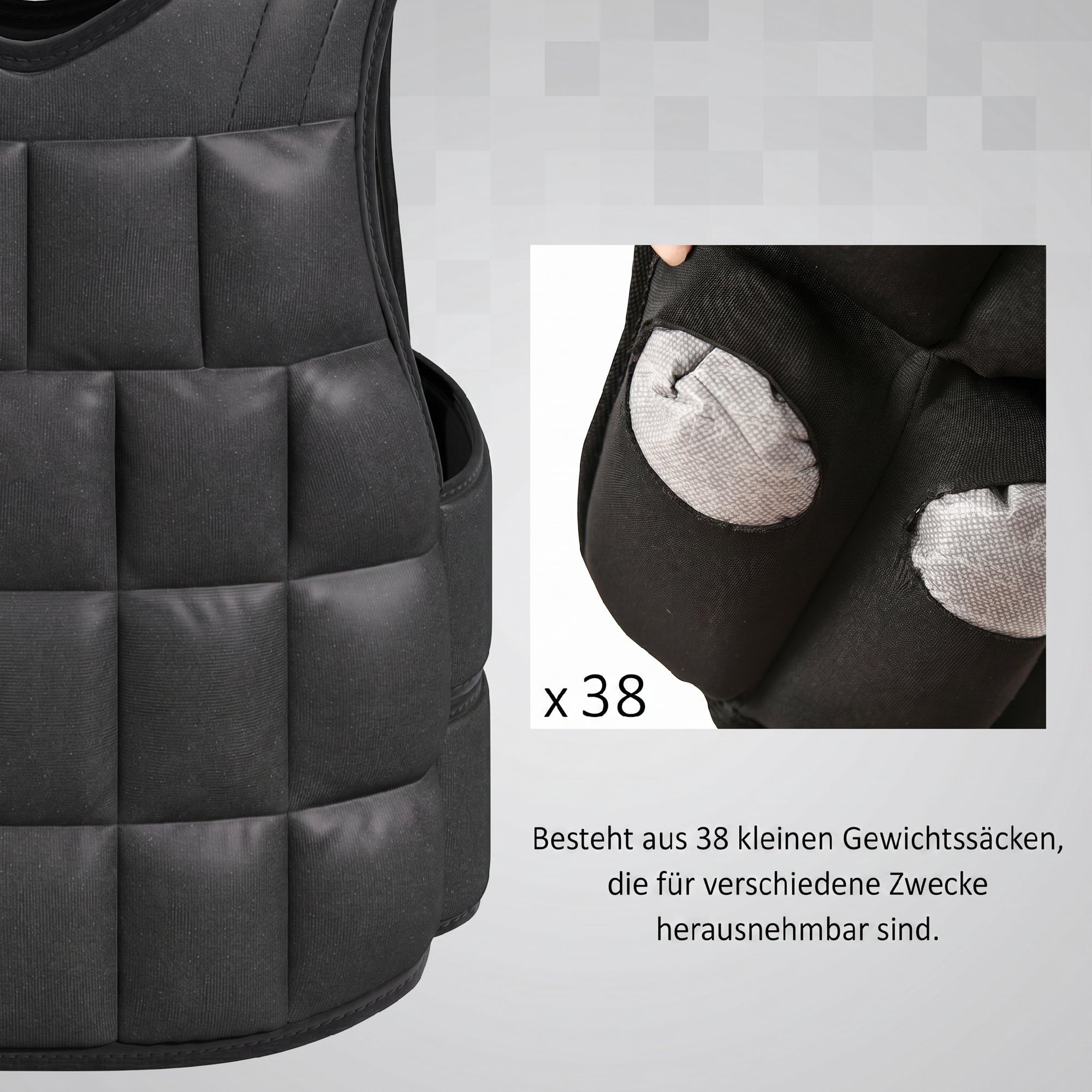 HOMCOM Gewichtsweste 10/20kg Verstellbare Trainingsweste Damen Herren | Herausnehmenbar Gewichten, Klettverschlüsse, Laufweste, Muskelaufbau, Krafttraining, Laufen, Fitness, Cross Training