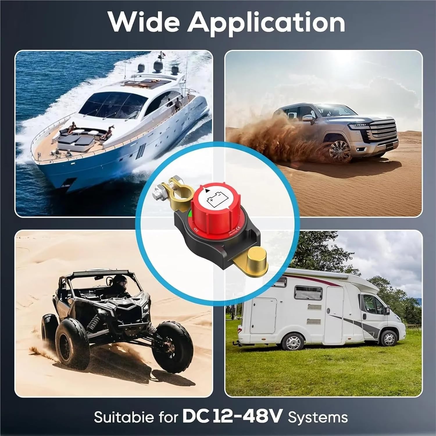 Car Battery Disconnect Switch 5 PCS Car Isolator Disconnect Rotary Switch On/Off Marine Battery for Car/Rv/Boat