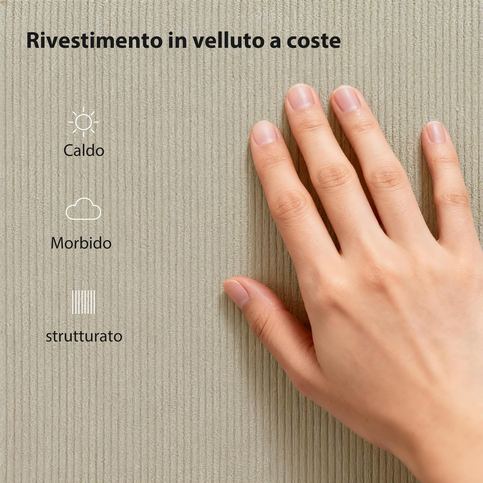 HOMCOM Struttura Letto Matrimoniale Doghe in Legno 140x200 cm Grigio Chiaro | Testiera Regolabile in Altezza, Imbottita in Velluto a Coste, Letto Matrimoniale per Camera da Letto, Montaggio Facile