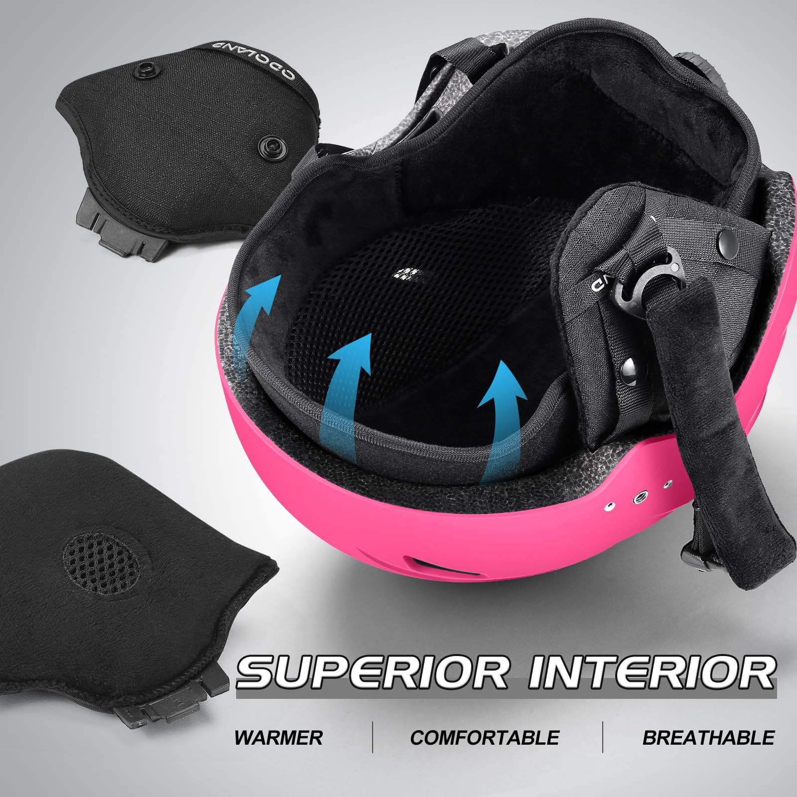 Odoland Casco da Sci Integrale con Visiera, Casco Sportivo per Uomo e Donne, Casco da Snowboard con Maschera UV 400 Proteczione e Antivento, Casco per Sport Invernali