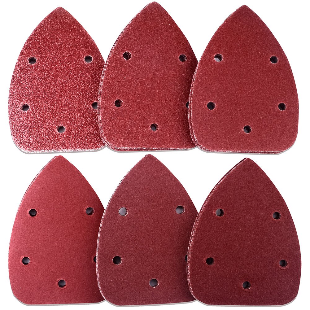 AUSTOR 60 Pieces Mouse Detail Sander Sandpaper Sanding Paper Hook and Loop Assorted Sanding Pads 40/60/ 80/120/ 180/240 Grits