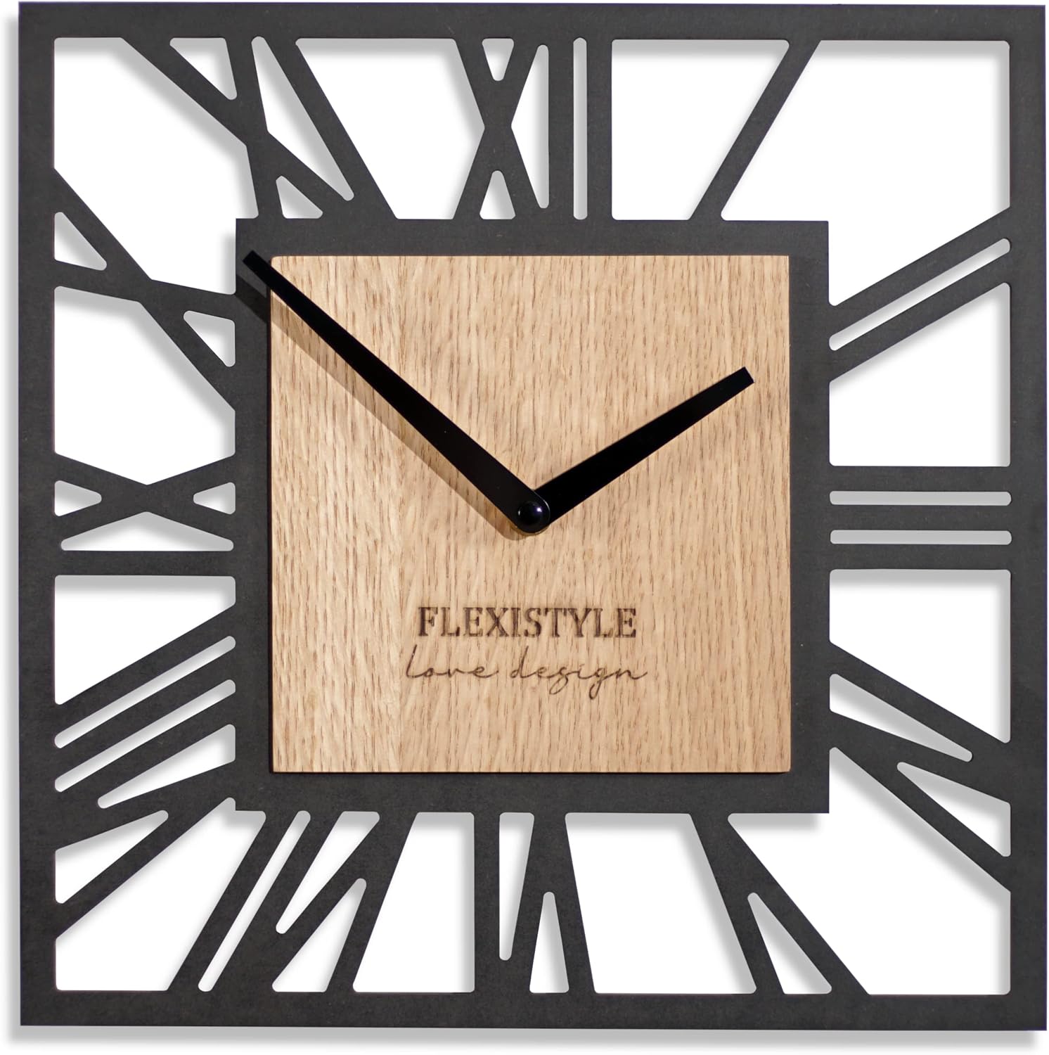 Orologio Da Parete Grande FLEXISTYLE EKO - 80 Cm, Silenzioso, Rovere E Nero - Prodotto In UE