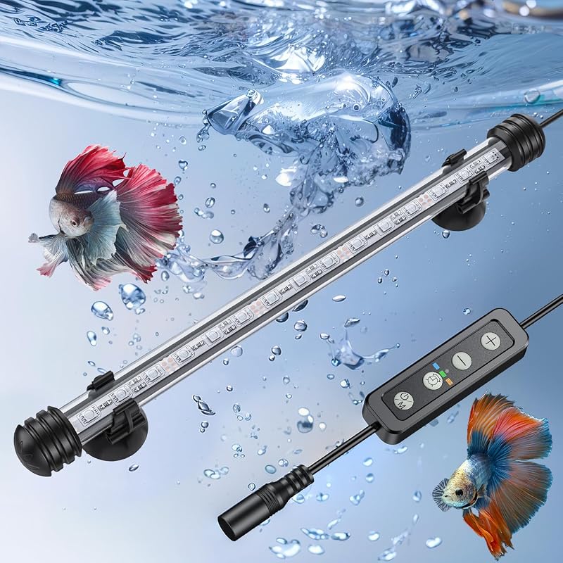 Luz LED submersível para aquário Pawfly com timer, 8 modos e brilho ajustável PRO (Timing Function), 3 W, 27,94 cm