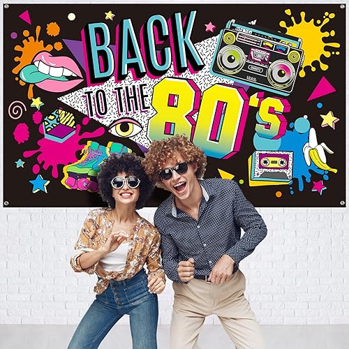 Miniatura 6 de Irenare Regreso a la fiesta de los 80, suministros de decoración para fondo de fotografía, 73 x 43 x 0.04 pulgadas