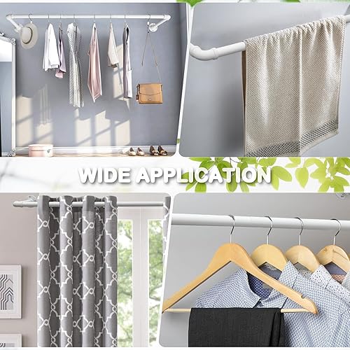 Miniatura 6 de Clothes Rack, 32inches Industrial Pipe Clothing Rack Heavy Duty Garment Racks Wall Mounted Closet Rod Black Wardrobe Rack for Hanging Clothes