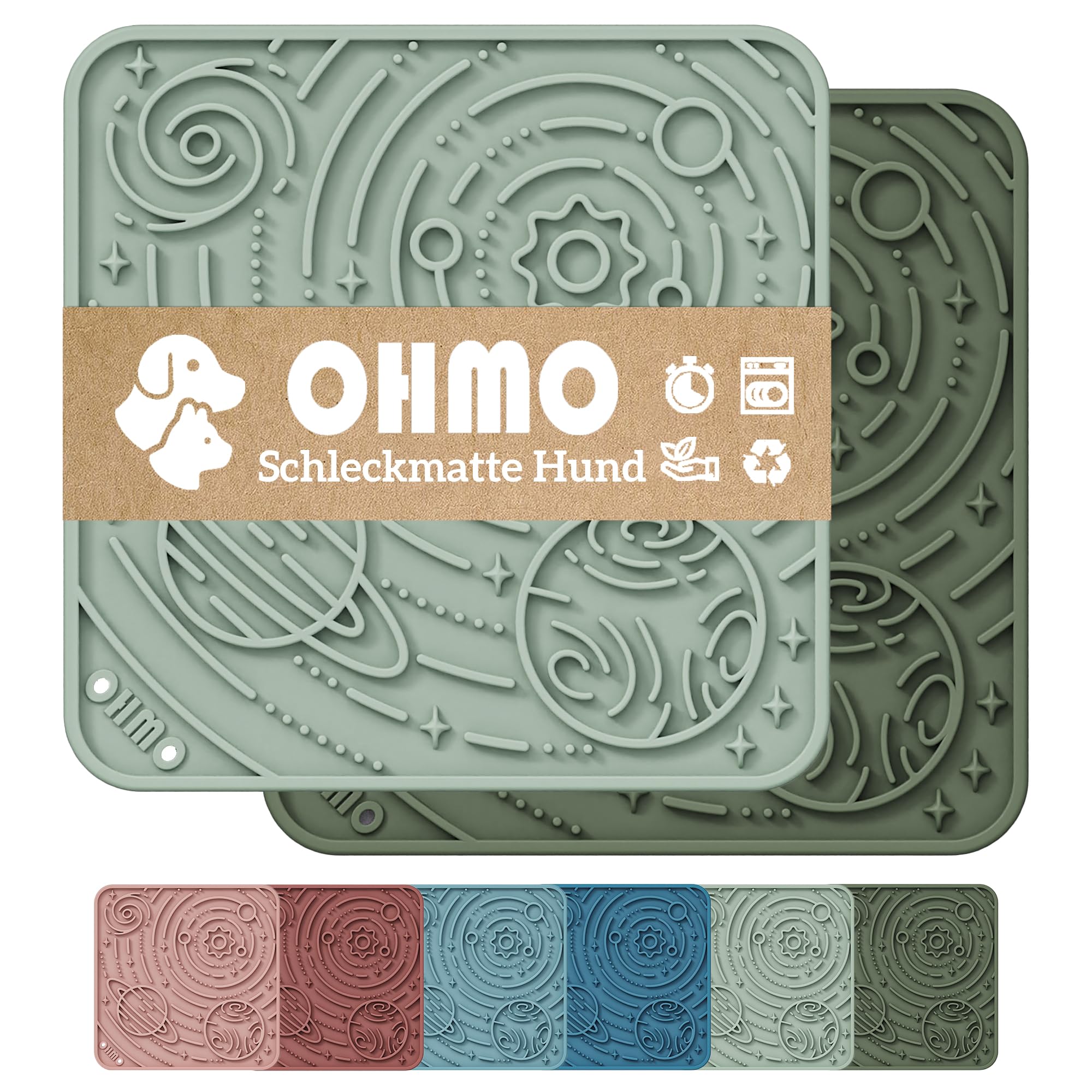 OHMO Schleckmatte Hund, Leckmatte für Welpen Katze - 2 Pcs Klein, für Haustier Angst Relief und langsam füttern, Lebensmittelqualität Silikon