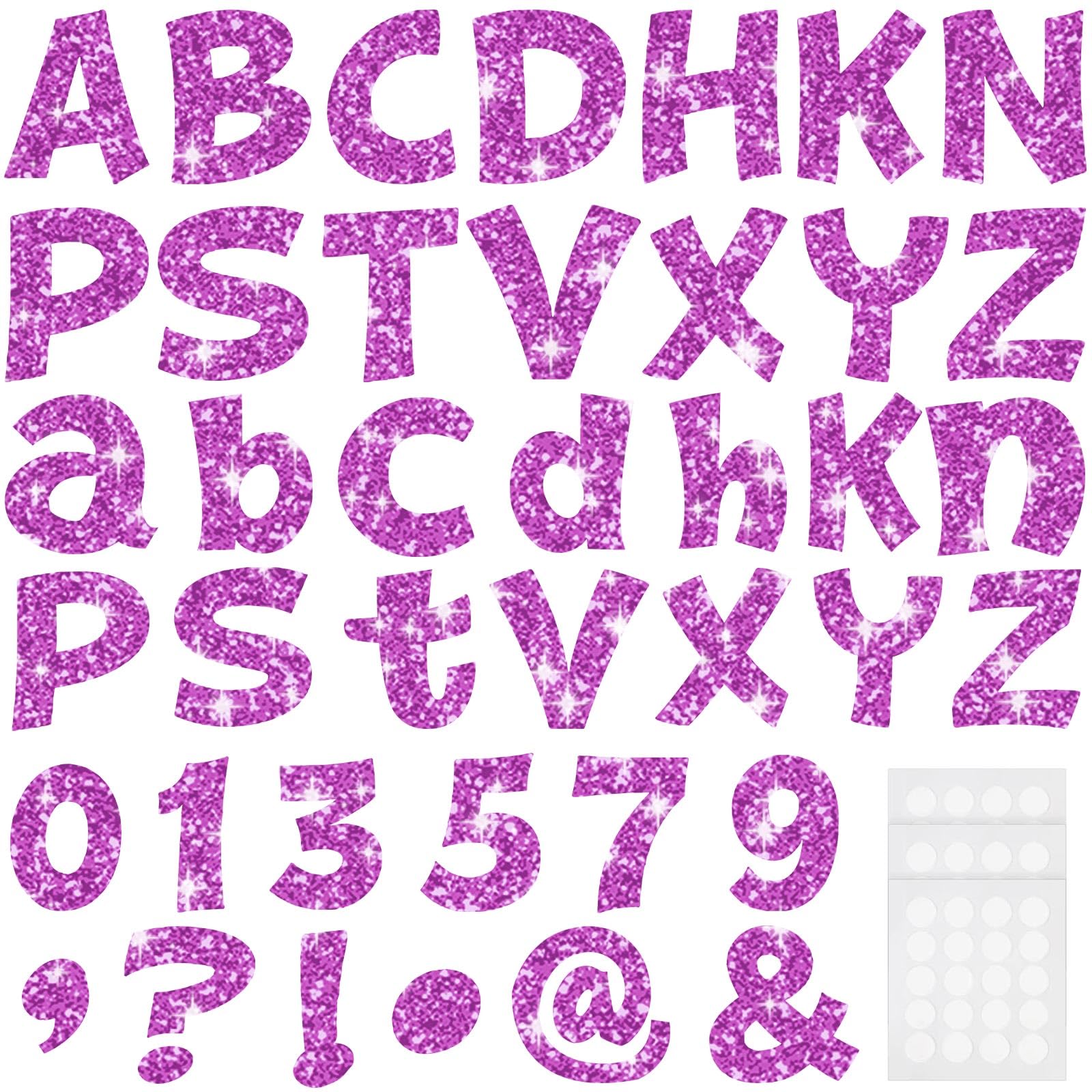 Colarr 216 Pcs 4 Inch Glitter Bulletin Board Letter Classroom, Purple Pink