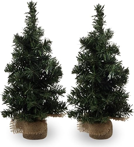 2Pack Mini Christmas Tree Table Top Decorations- Artificial Small Pine