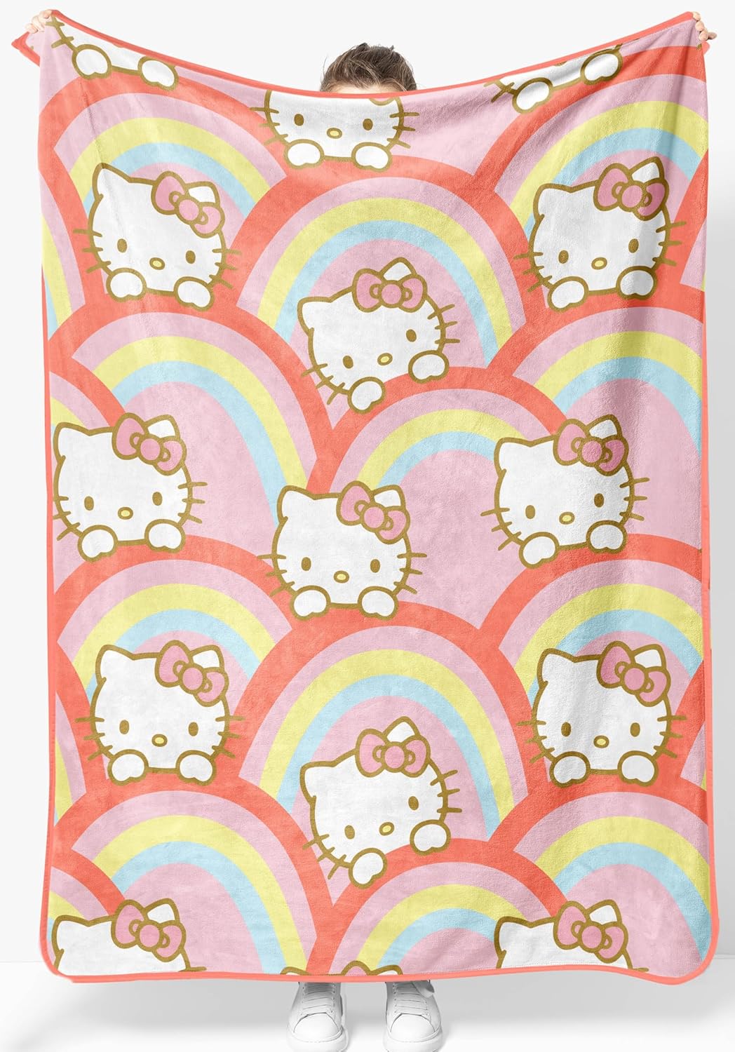 Jay Franco Plush Throw Blanket – Soft & Comfy Throw for Couch or Bed – Cozy Home Décor for Living Room & Bedroom, Multi - Hello Kitty, 46x60 - Throw Blanket