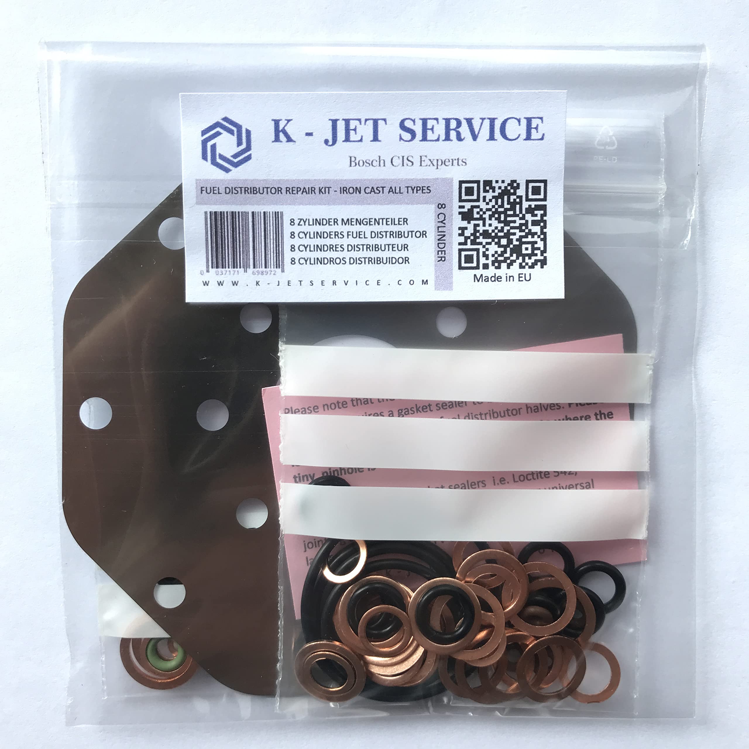 Kit di riparazione divisori per tutte le Bosch 8 cilindri K-Jetronic grigio ghisa compatibile con Porsche 911 928 Mercedes 350 450 Ferrari 308 Mondial