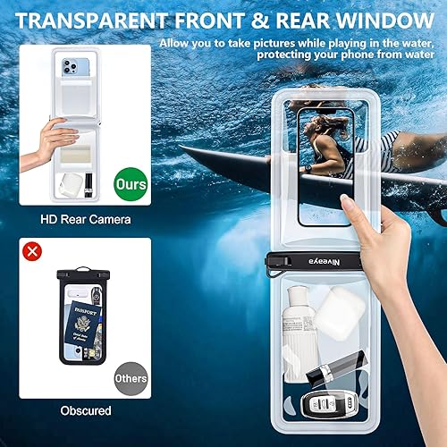 Miniatura 4 de Niveaya Hasta 10.5 pulgadas Bolsa impermeable para teléfono - Paquete de 2, funda impermeable con cordón para teléfono con iPhone 1615141312 Pro Max