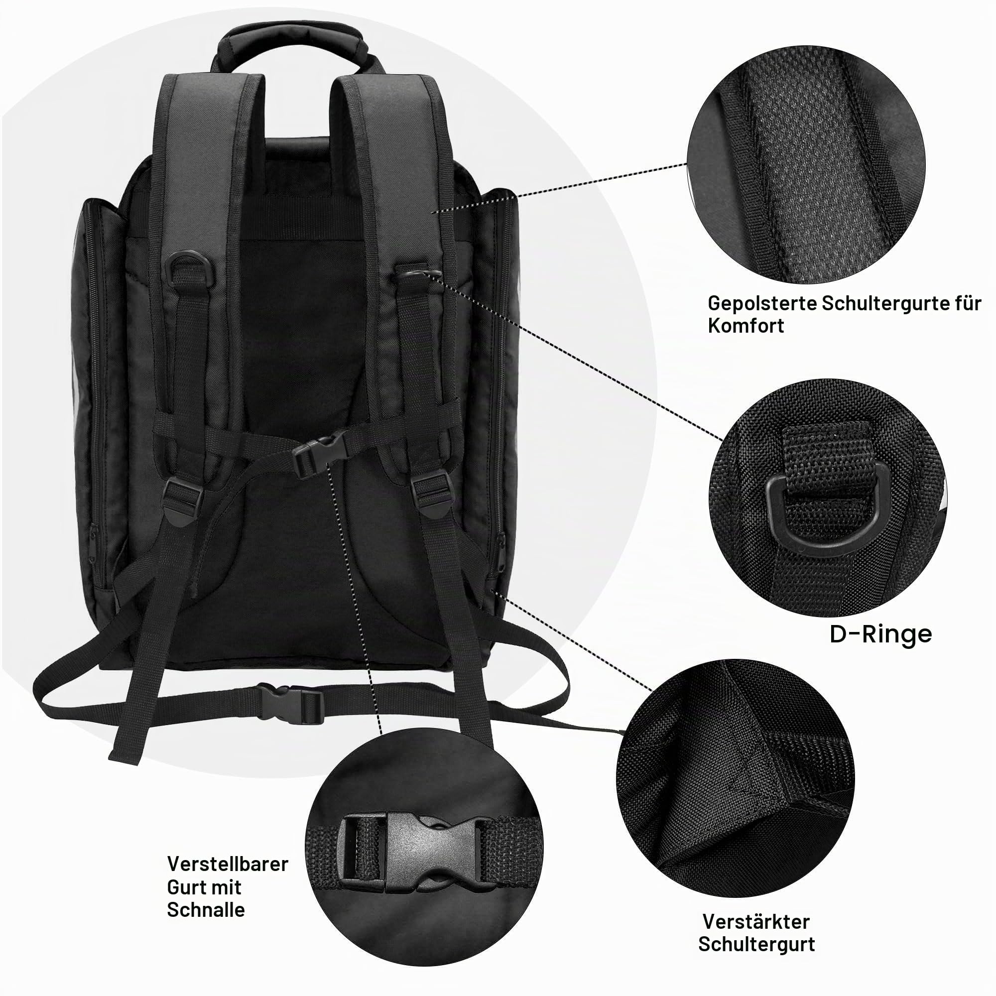 Professioneller Erste-Hilfe-Rucksack,Leere medizinische Erste-Hilfe-Tasche,Taktische medizinische Tasche mit reflektierender,großer Kapazität, Erste-Hilfe-Rucksack für Camping,Wandern(Schwarz)