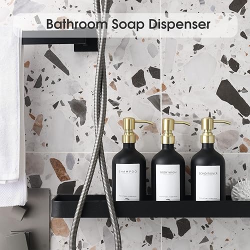 Miniatura 2 de Supforce Dispensador de jabón para platos de vidrio con bandeja de cerámica y bomba de acero inoxidable, juego de dispensador de jabón de cocina con