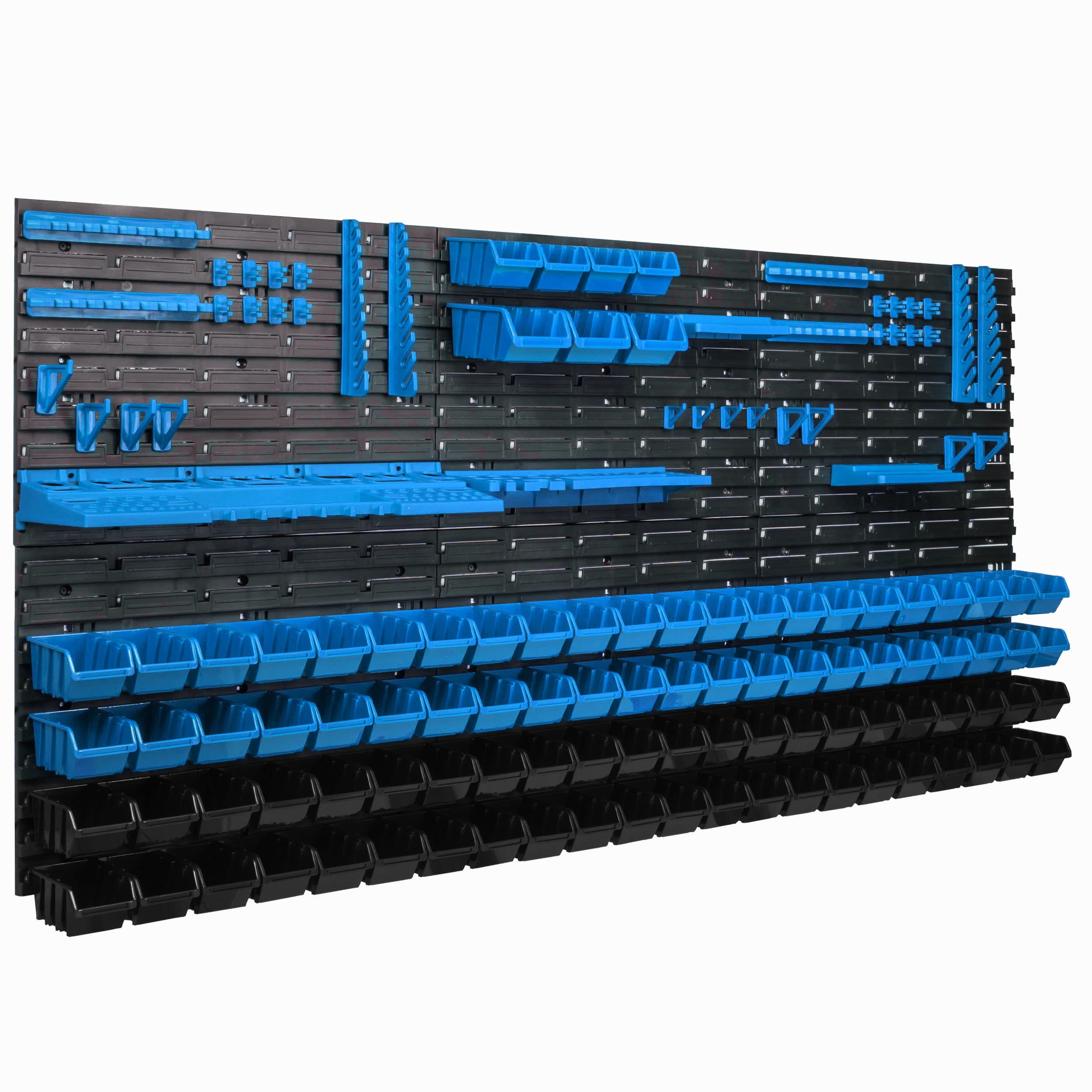 System przechowywania regał ścienny 173 x 78 cm, uchwyty na narzędzia, 95 szt. Pojemniki do układania w stos, regał do przechowywania magazynów, bardzo mocne płyty ścienne, regał z możliwością rozbudowy, regał warsztatowy, regał magazynowy