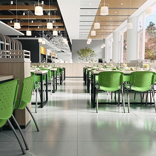 Miniatura 3 de BizChair Casa y Oficina Silla de Pila de Plástico Verde con Respaldo Perforado - Silla de Invitados