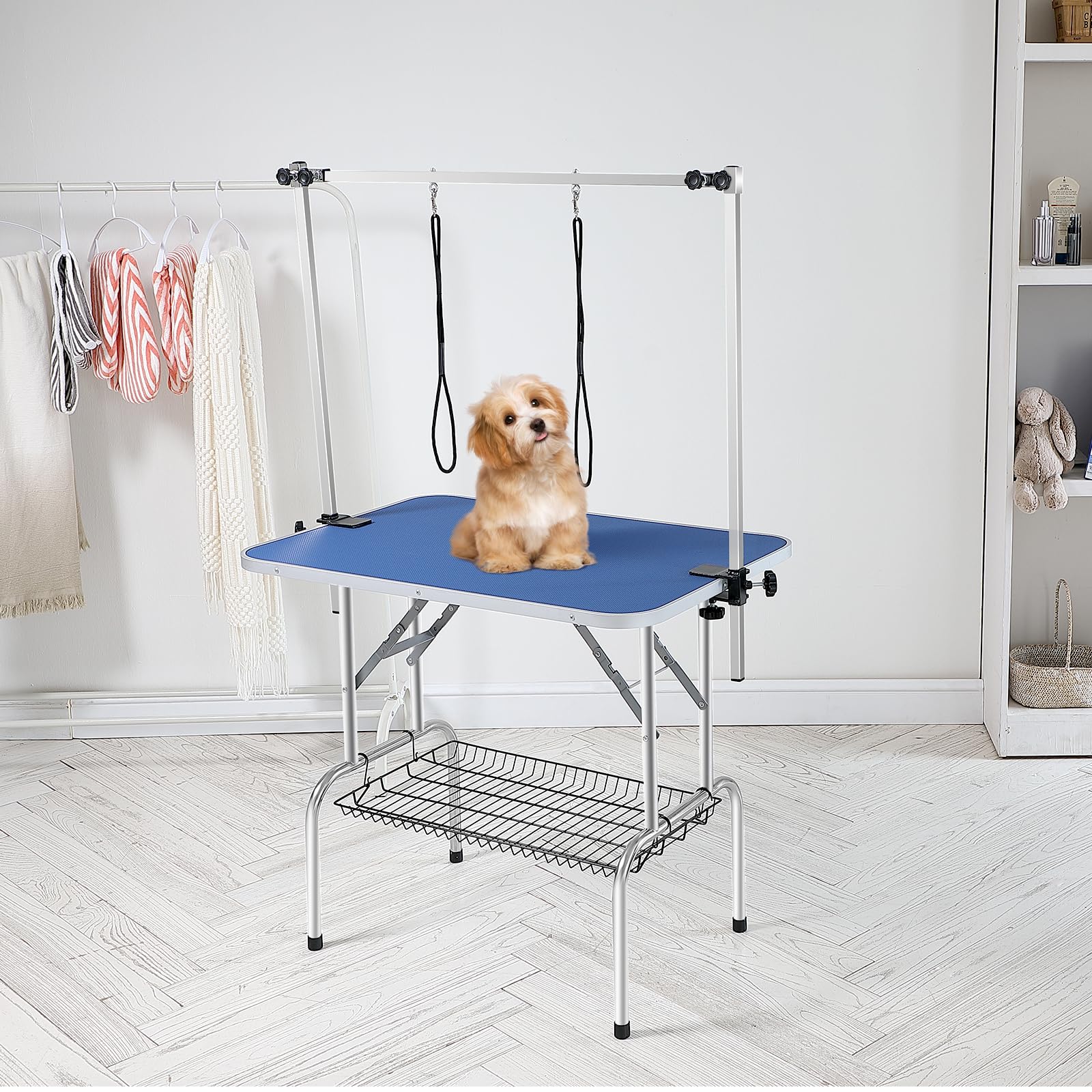 VEVOR Trimmtisch 1060x616x1701mm Schertisch Edelstahl Hundepflegetisch 150kg Tragfähigkeit Frisiertisch Hund Faltbar Tierpflegetisch 914,4x609,6mm Desktop Ideal für Baden Trimmen Trocknen Bürsten