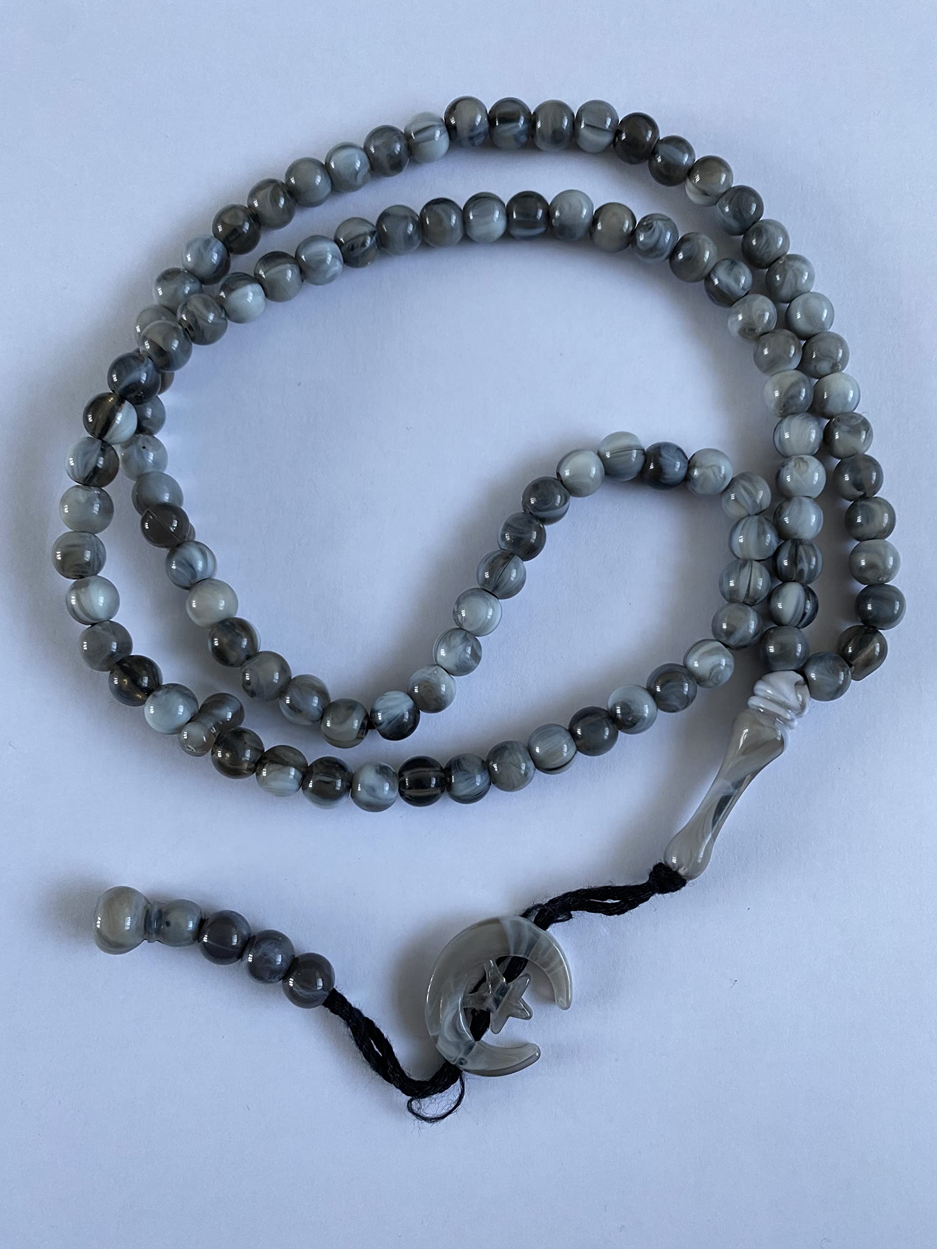 Tasbeeh Basic Prayer Misbah Rosary Islamic Beads Counter Spiritual Marble Effect 99 Beads 4 Colours (Grey)