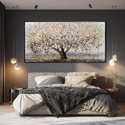 Miniatura 7 de Lienzo de papel de aluminio dorado para pared, decoración de pared con flores, impresiones fotográficas de plantas, decoración de pared de paisaje,