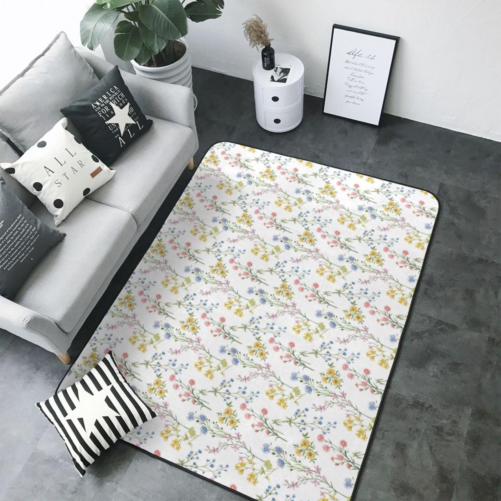 Tapis de salon floral lavable : finies les taches sur votre tapis doux