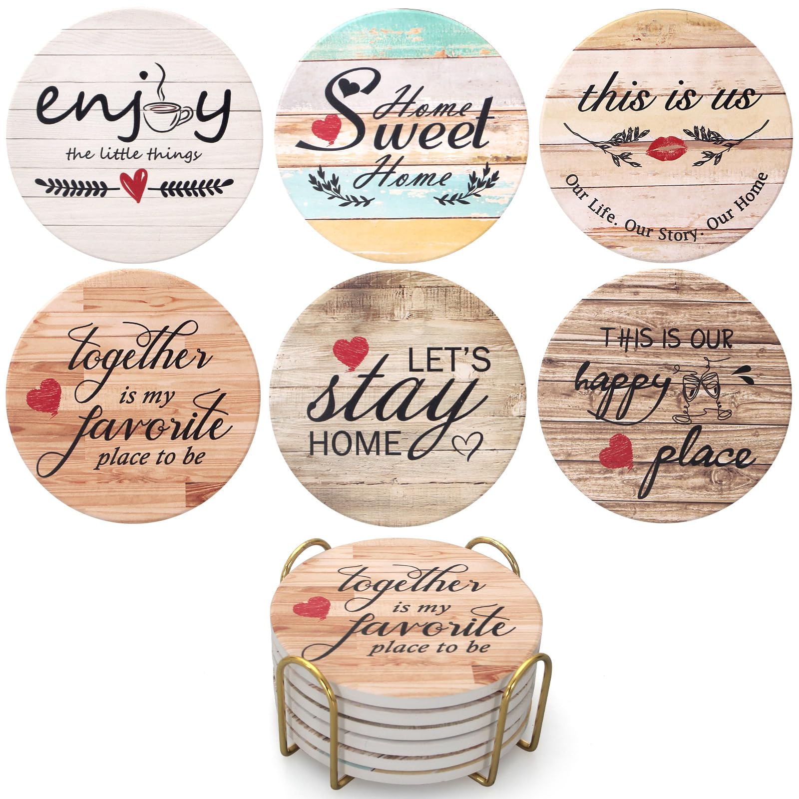 Ceramic Coasters Set with Holder
