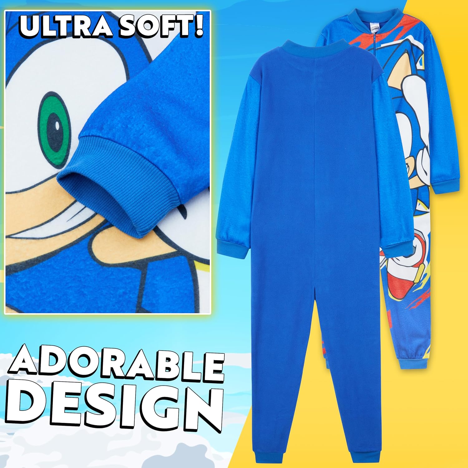 Get Trend One-Piece Pajamas for Boys, Kids, Soft Fleece Jumpsuit, Zip Front Sleepwear, Lounge Wear, Gifts for Boys