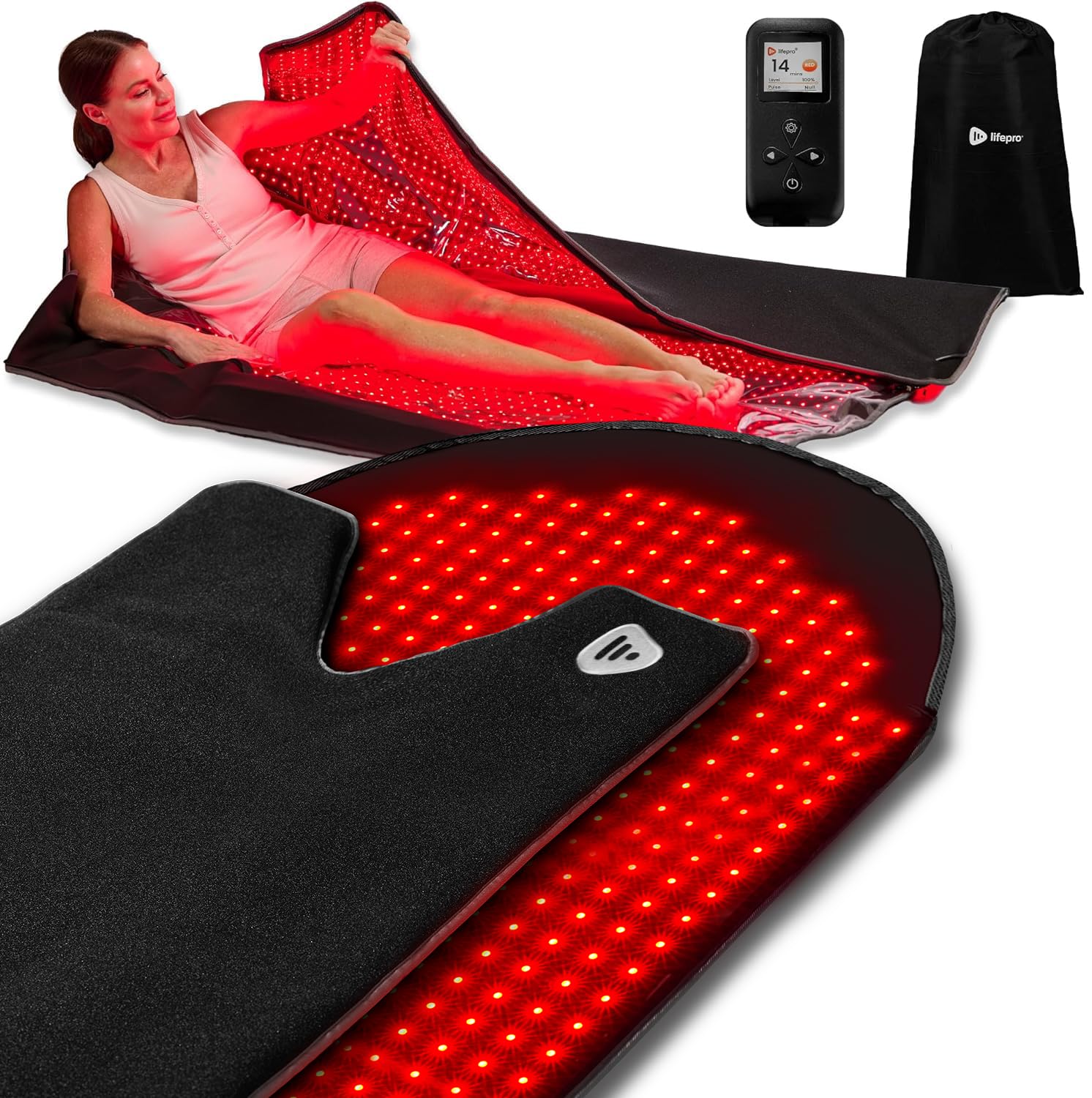 LifePro Red Light Therapy Blanket for Full Body Coverage with Red & Near Infrared Light Therapy - Whole Body Red Light Mat, NIR & Red Light Therapy Pad Device, Pulse & Brightness Control for Home