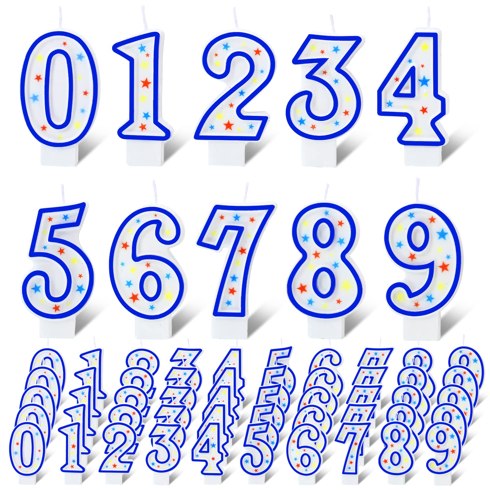 MTLEE 50 Pcs Birthday Number Candles, Polka Dot Colorful Birthday Cake Candles, 0-9 Cake Topper Candle Decoration for Birthday Wedding Anniversary