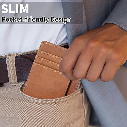 Miniatura 5 de Cartera Chelmon Slim para Hombre, Cartera Minimalista de Bolsillo Frontal con Bloqueo RFID para Tarjetas de Crédito