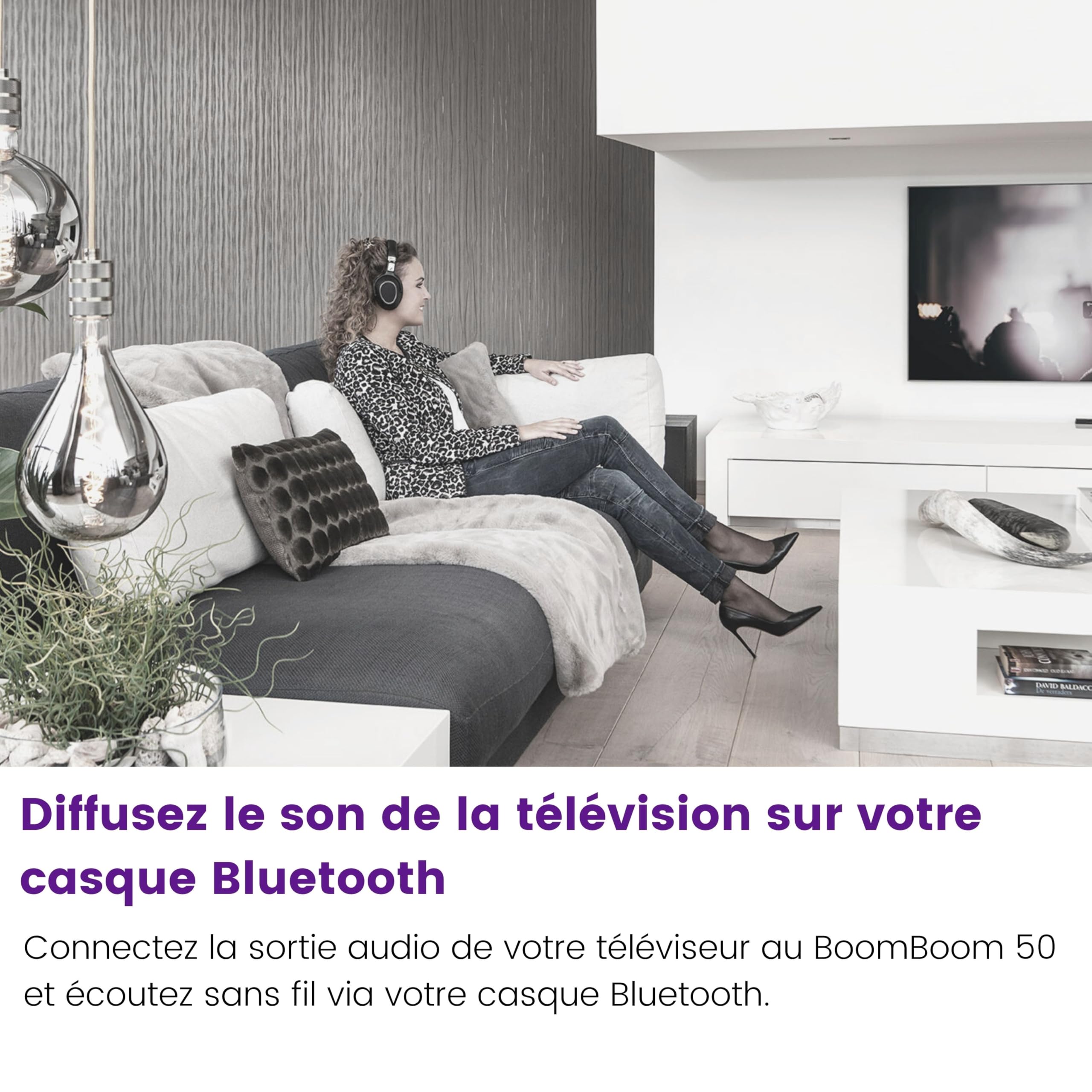 Marmitek Boomboom 50 TV Bluetooth Audio Transmitter | Émetteur audio Bluetooth jack 3,5 mm pour son TV sans fil, Plug & Play, alimentation USB, AAC, aptX, A2DP et 30 m