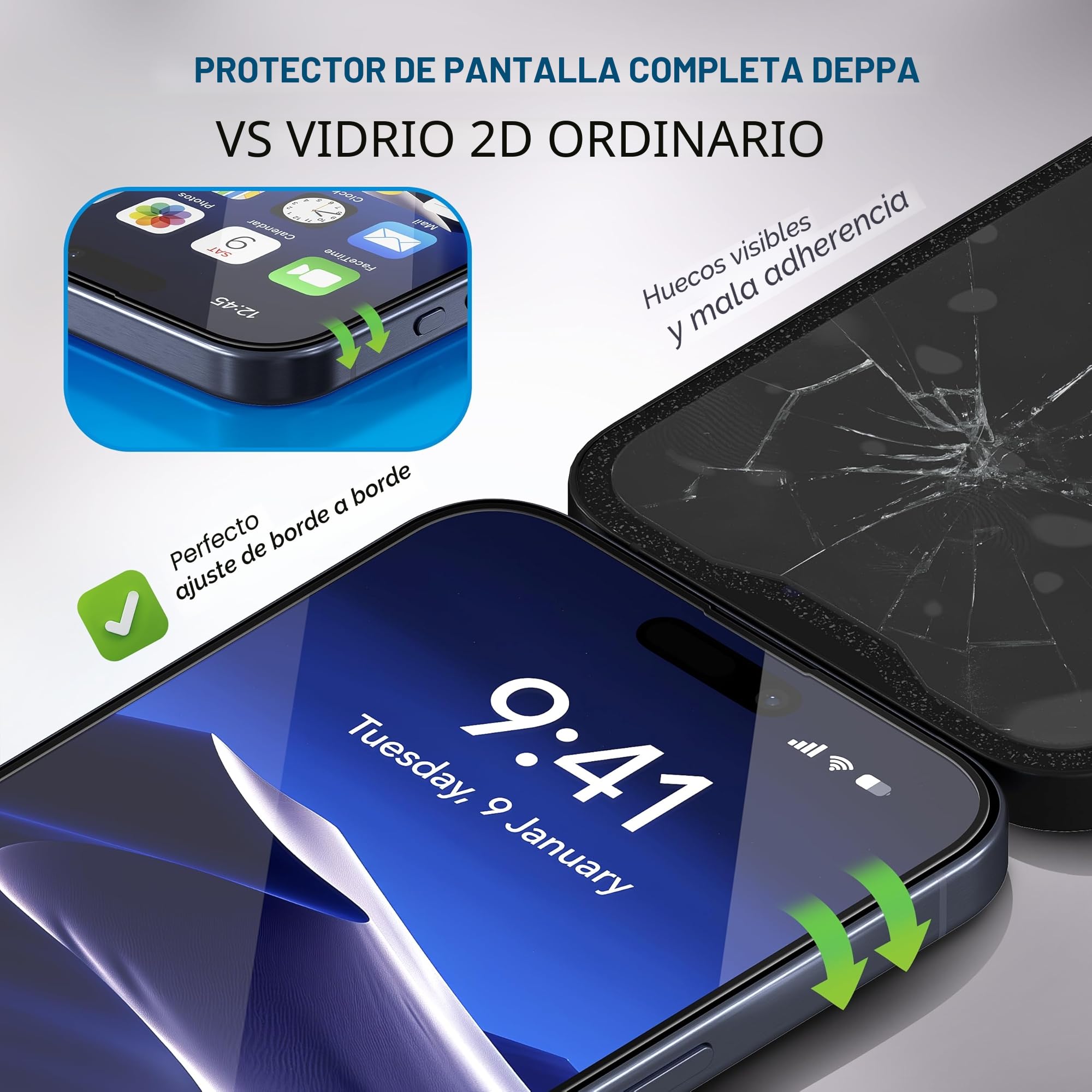 Deppa | 2 Piezas | Para iPhone 17 Pro Max (6.9") Cristal Templado Protector de Pantalla con Kit de Instalación Inteligente | Anti-Polvo y Sin Burbujas | Cobertura Completa