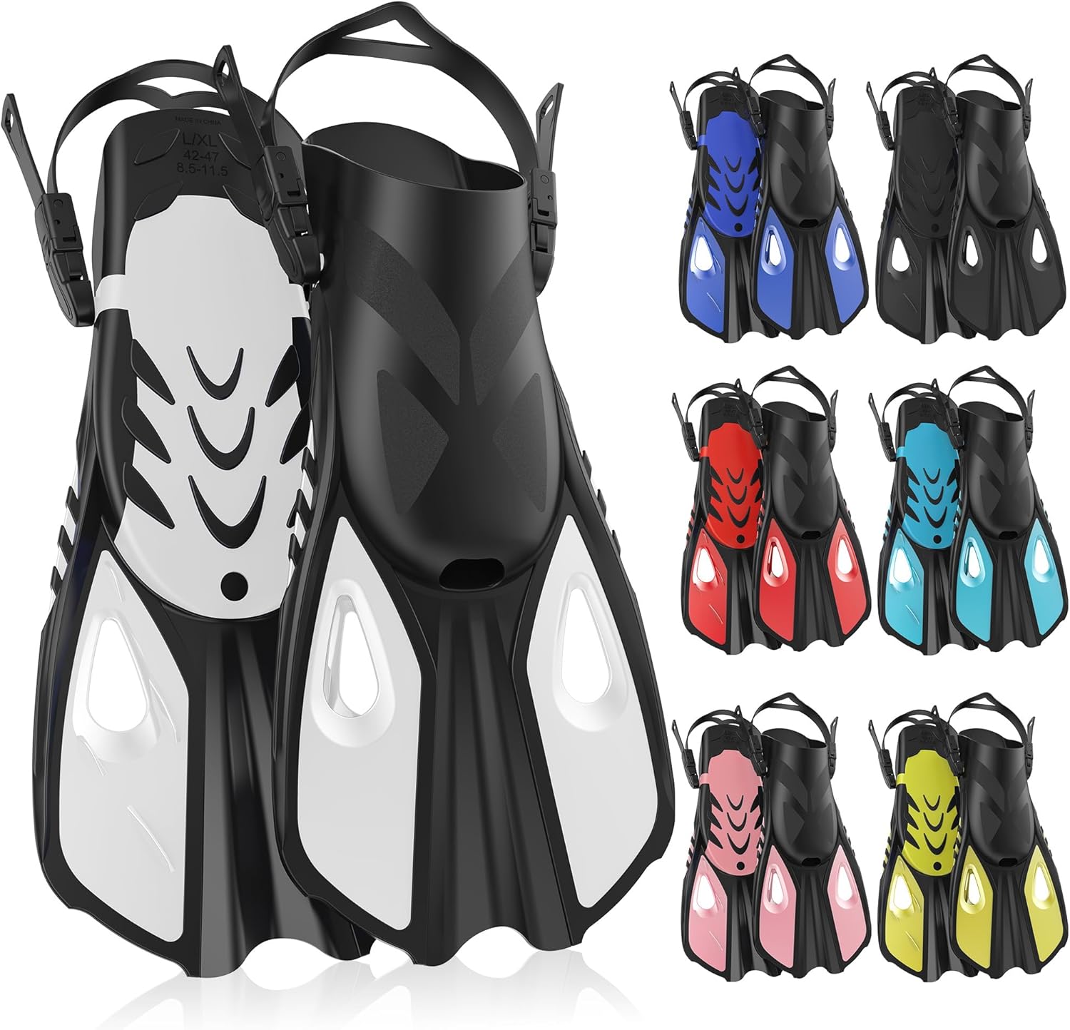 Snorkeling Gear for Adults: Diving Mask + Swim Fins L/XL (US 8.5-11.5)
