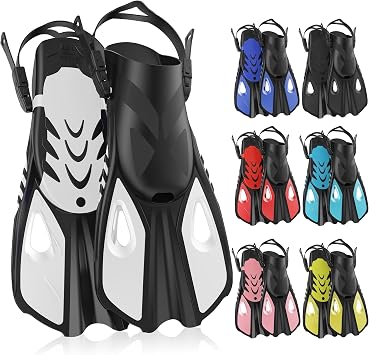 Snorkel Fins, Travel Size Short Flippers for Snorkeling Swimming