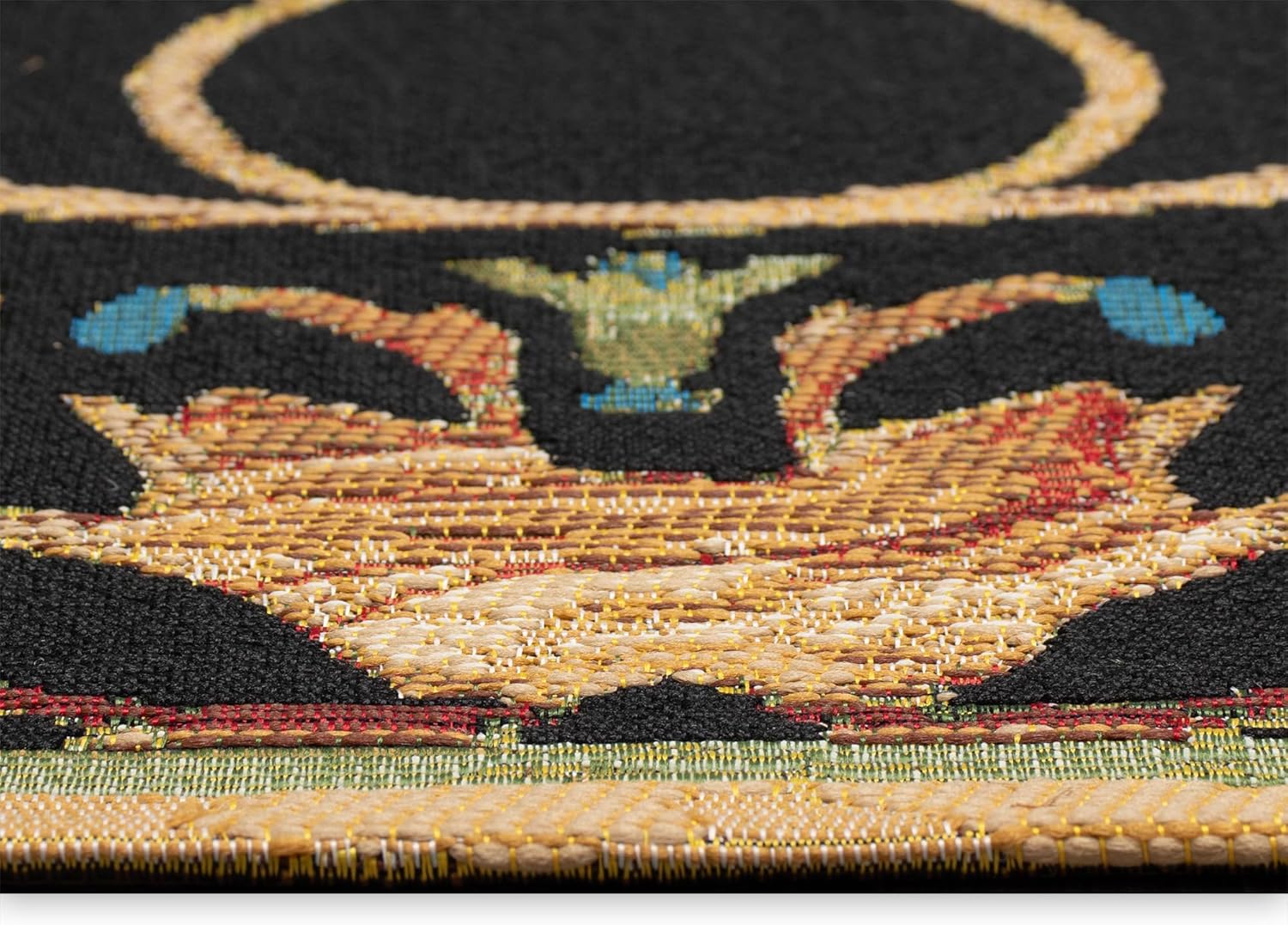 Liora Manne Marina Indoor/Outdoor Power Loomed Synthetic Blend Durable Area Rug - Traditional Medallion Botanical Floral Colorful (Dream Garden Midnight) (7'10" x 9'10")