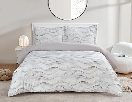 Majestic Giftware Madison Linen 6 Pcs King Size Bedding Set (BL511-K) | Woven Woods 300 TC Cotton Sateen Durable & Washable | 1 Fitted Sheet, 1 Duvet, 4 Pillowcases - Lux Collection