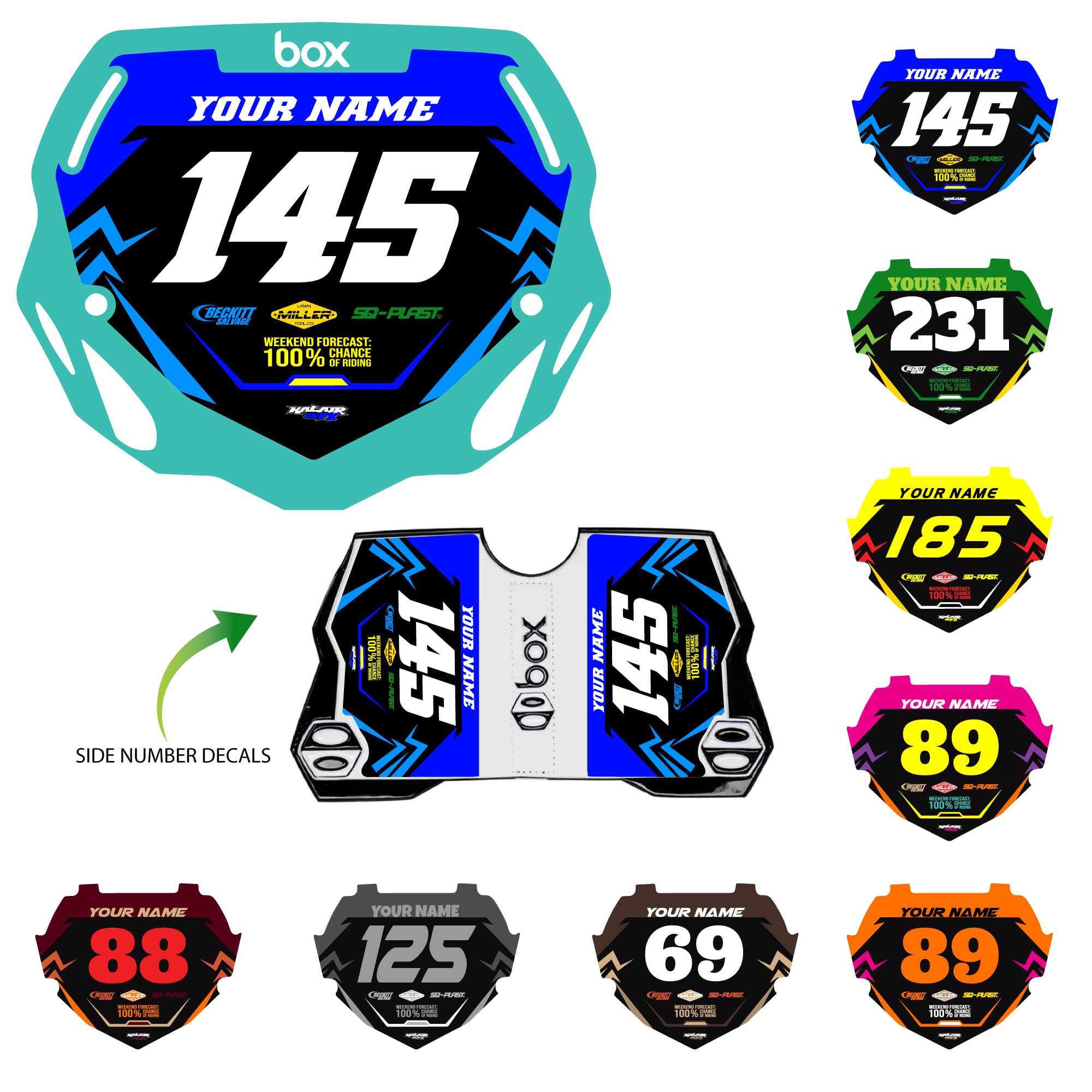 Amazon.com: Kalair GFX Custom BMX Box Two Number Plate Decals