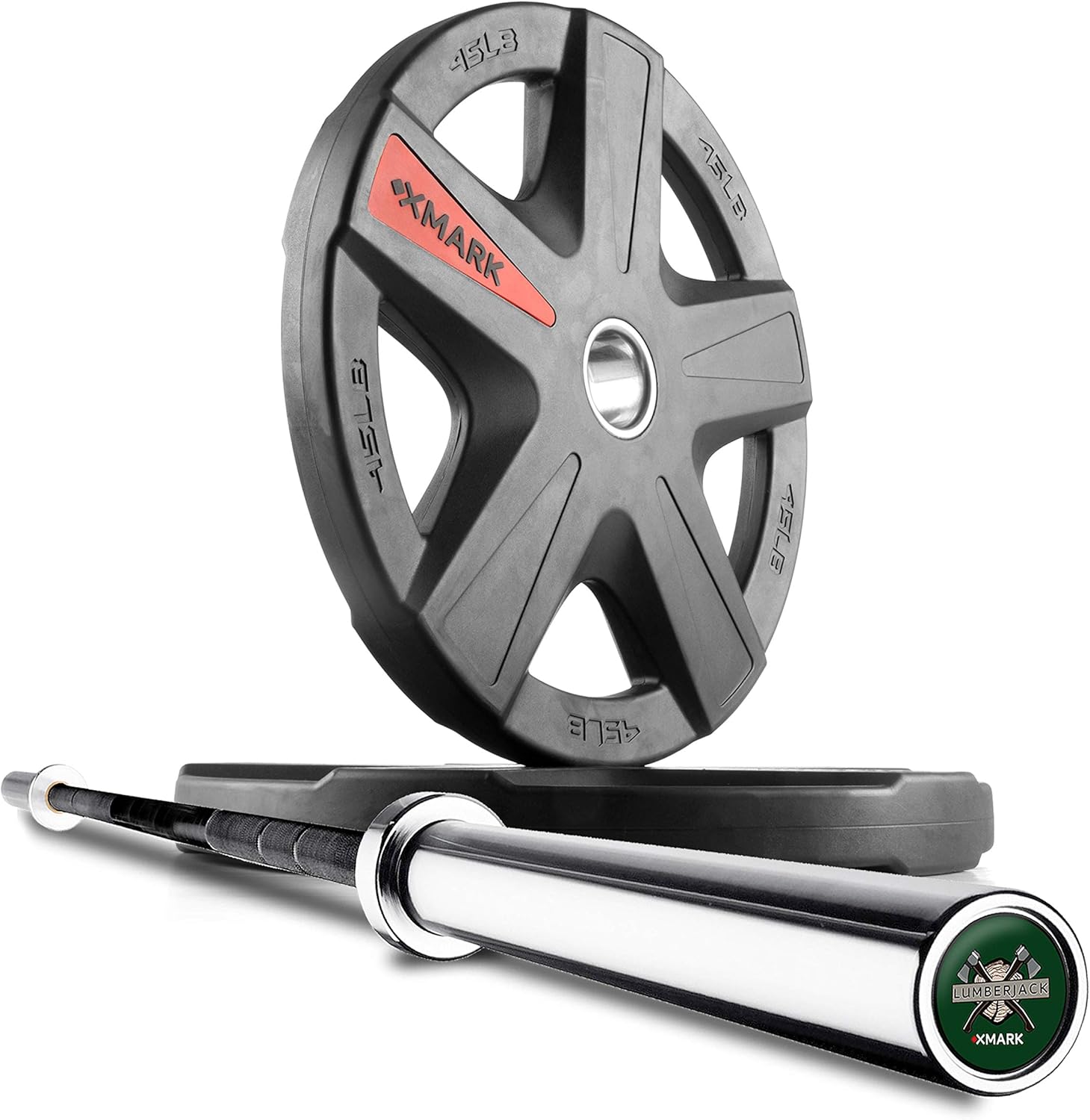XMark LUMBERJACK Weight Bar, Olympic Barbell with Weight Plates