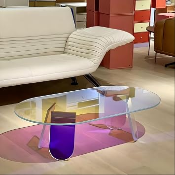 Modern Acrylic Coffee Table for Living Room, Transparent Lucite Coffee Table with Solid Clear Top & MidCentury Inspired Base, Stylish Accent Table for Small Apartments, Bedroom, Reception & Office