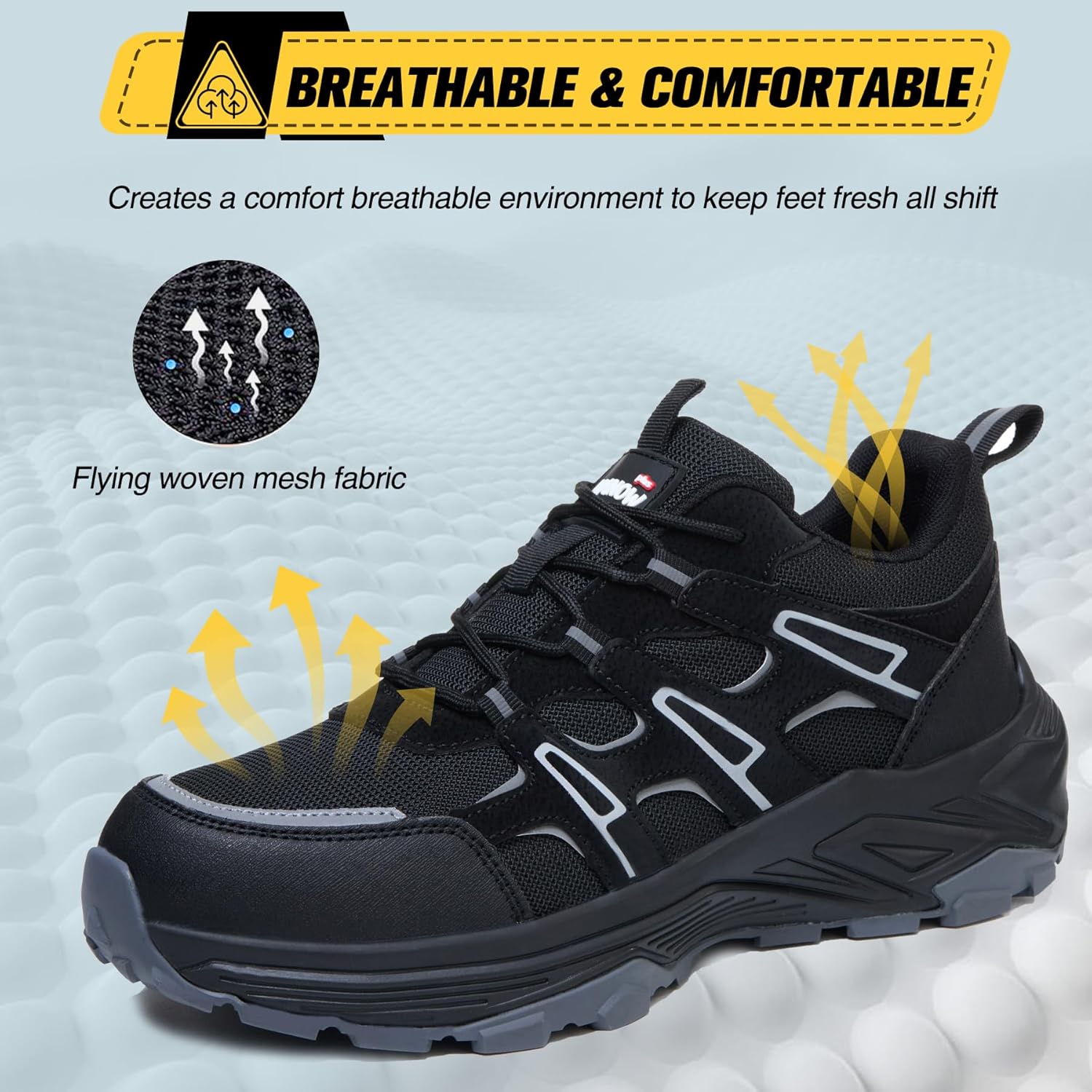 Steel Toe Shoes for Men - Non Slip Work Shoes Women - Comfortable Safety Sneakers for Construction & Warehouse Environments