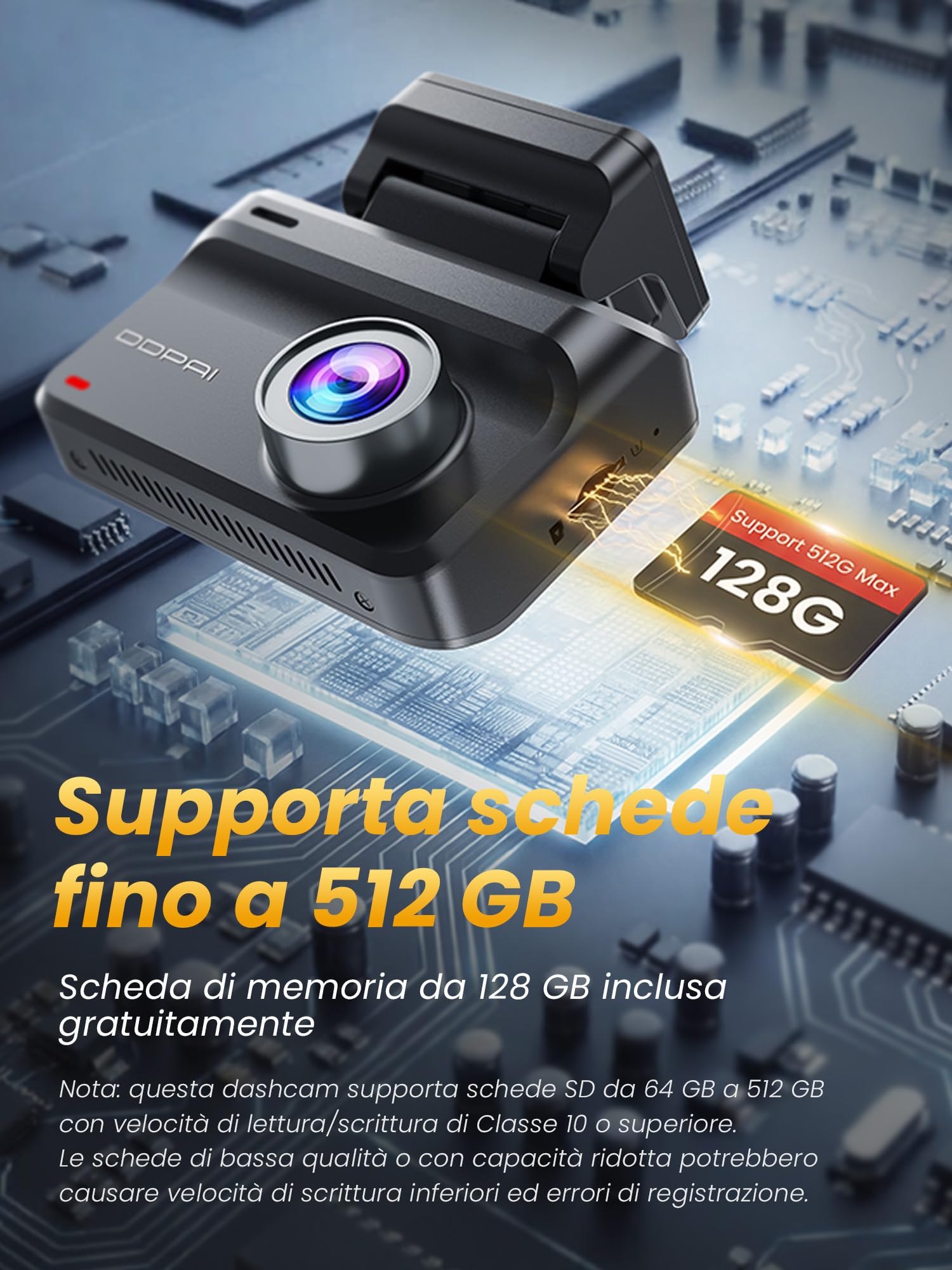 DDPAI Z50 Pro Dashcam Auto, 4K + 1080P Telecamera Auto Con Scheda Da 128 GB, Visione Notturna AI-ISP, Supporto 4G LTE, 5 GHz WiFi 6, GPS, Monitoraggio Parcheggio 48 Ore, Display IPS Da 3", Sensore G