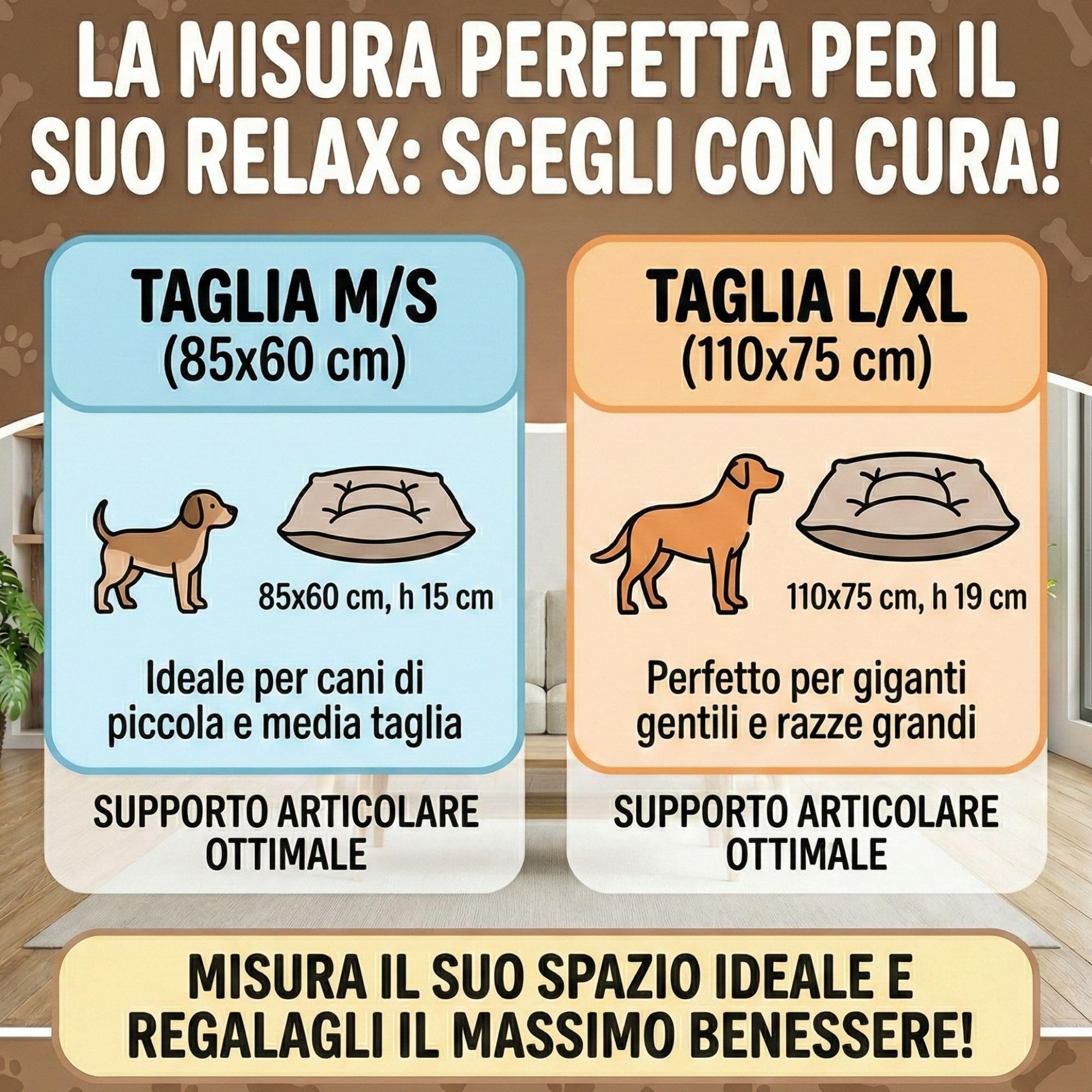 Cuscino per Cani Taglia Grande Policotone Fresco Resistente Lavabile 110x75cm h19cm Cuccia Imbottita Fiocco di Poliestere Made in Italy Grigio Chiaro