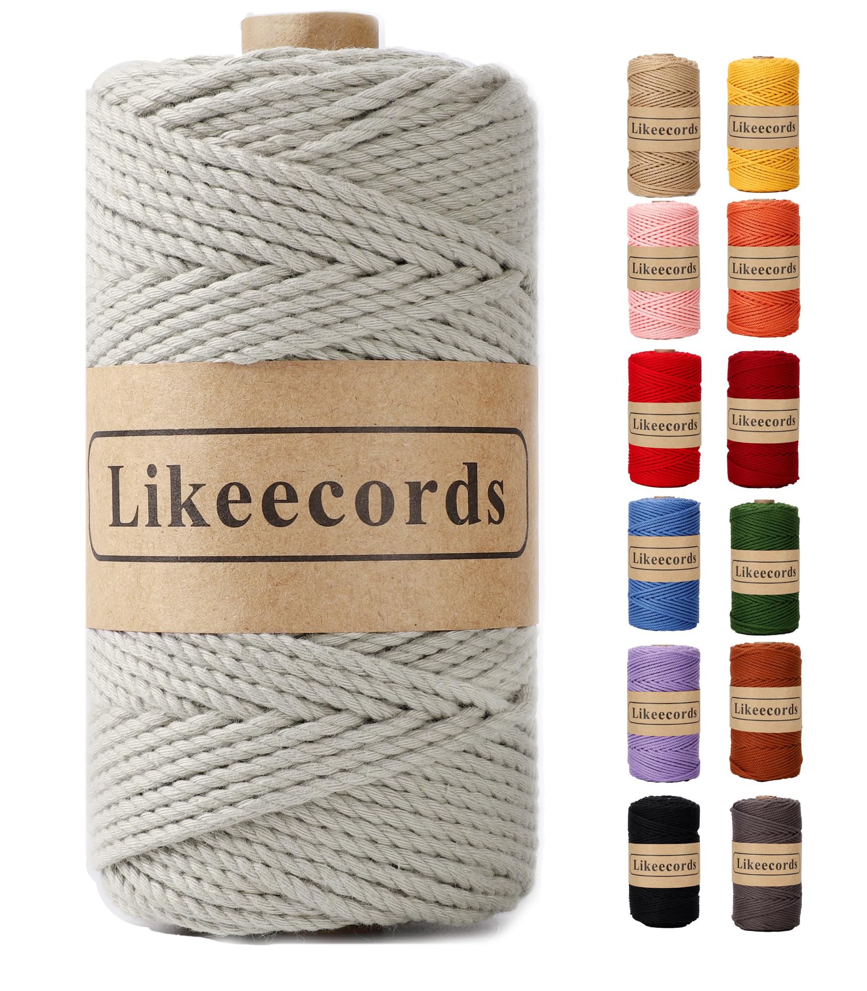 Cordon macramé 3mm fil coton gris robuste pour réussir facilement vos suspensions de plantes