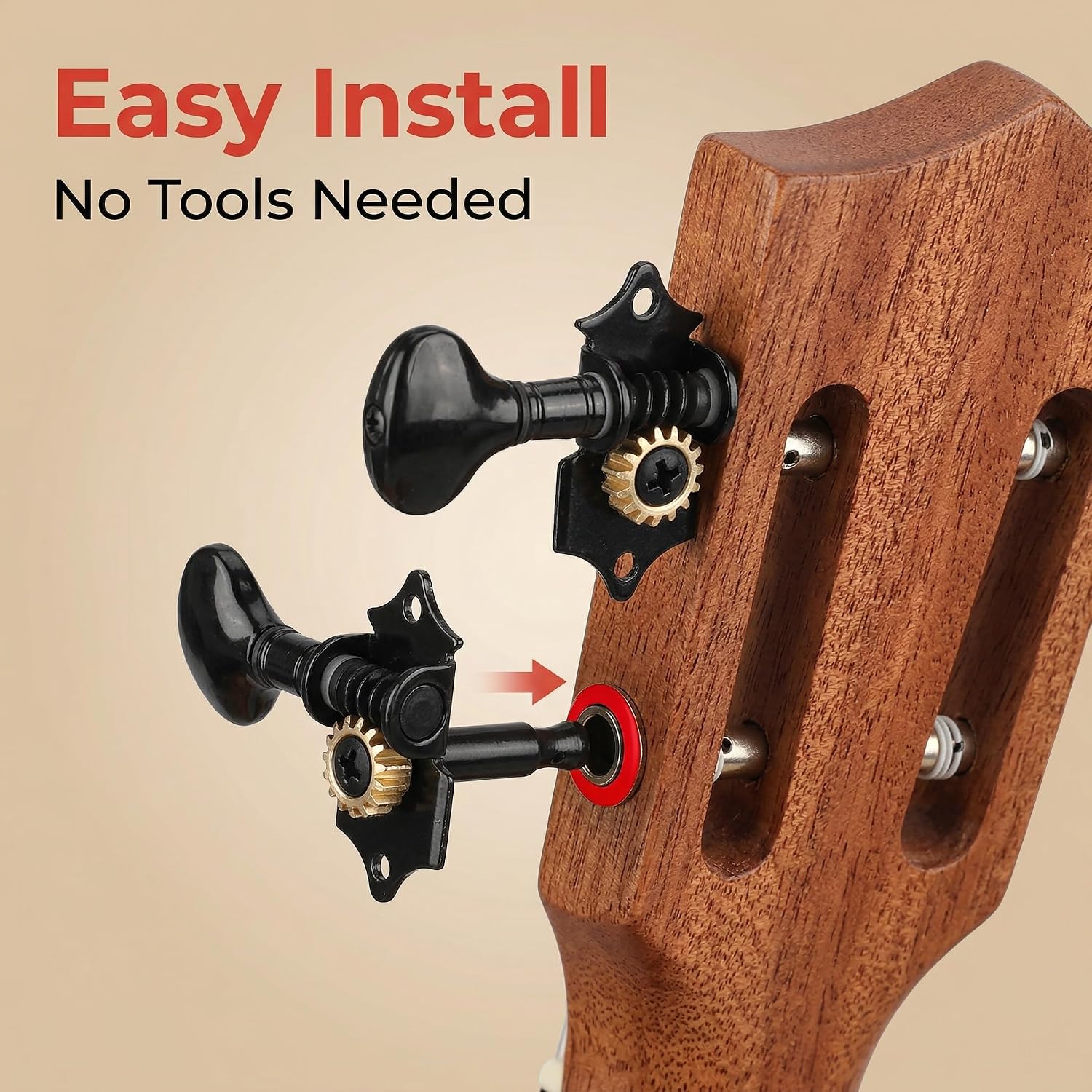 4 Strings Musical Instrument Tuning Pegs Machine Heads Parts for 4 Strings Hawaii Guitar Peg Shaft Ukulele Button Twists (Black) image 5