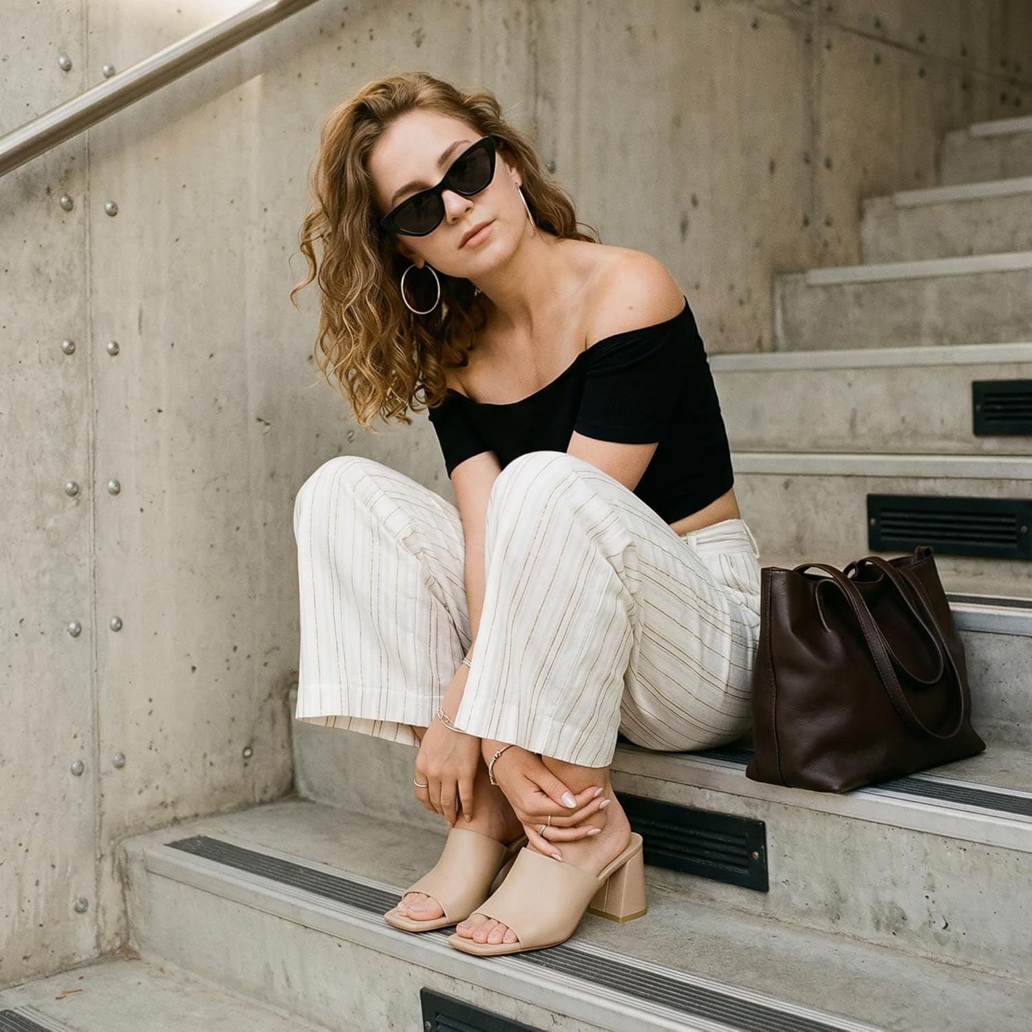 Vaslemuse Mule Heels For Women, Chunky Block Heeled Sandals, Square Open Toe Casual Comfort Slide Shoes - Image 8