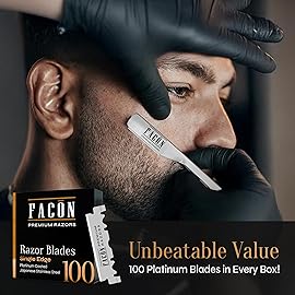 Facn Straight Razors for Men - Professional Barber Straight Edge Razor Kit with 100 Blades, Wooden Stainless Steel Barbero Shaver for a Smooth & Precise Shave, Premium Barber Razor for Men\'s Shaving