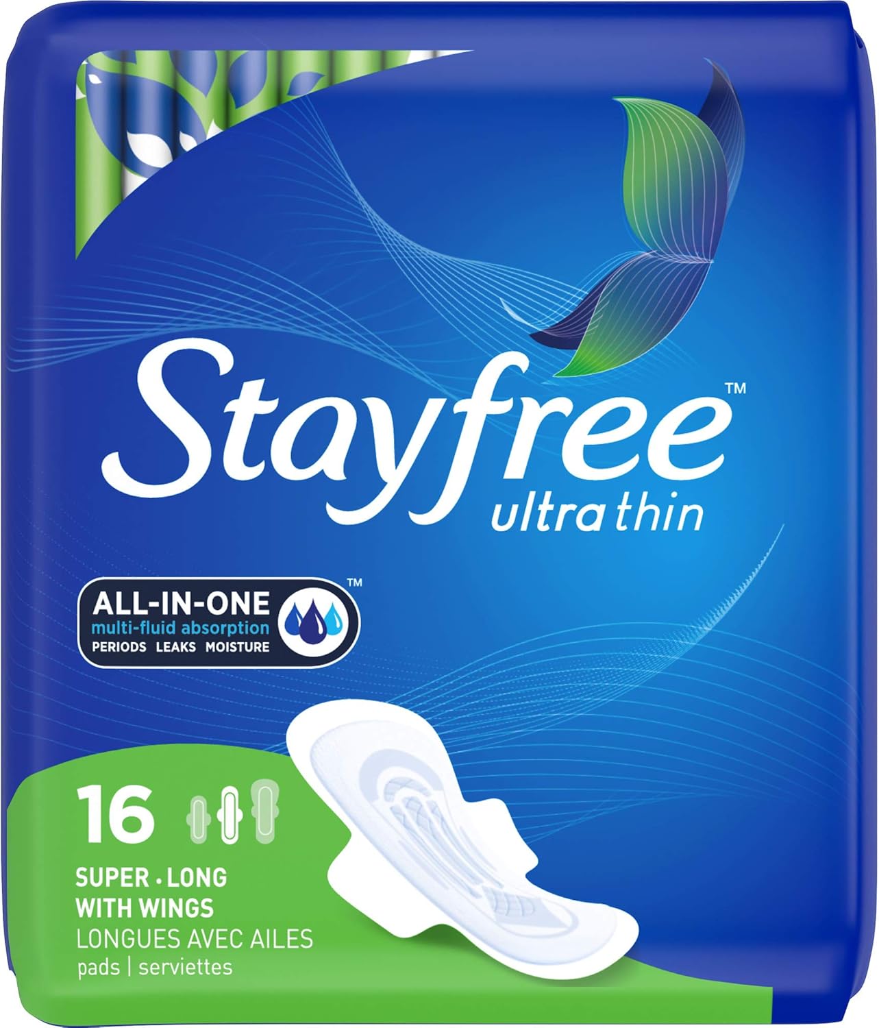 Stayfree Stayfree Ultra Thin Pads, Super Long with Wings, 16 Count (Pack of 8)
