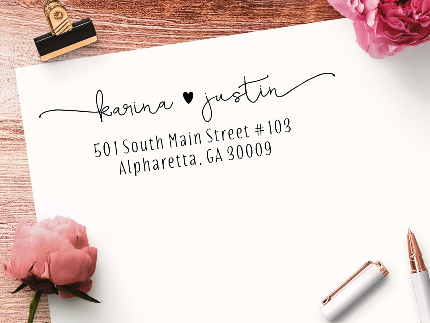 Custom Return Address Stamp, Self Inking - Bundle with Stamp, Extra Refill Ink and 100 Matching Adhesive Address Label Stickers